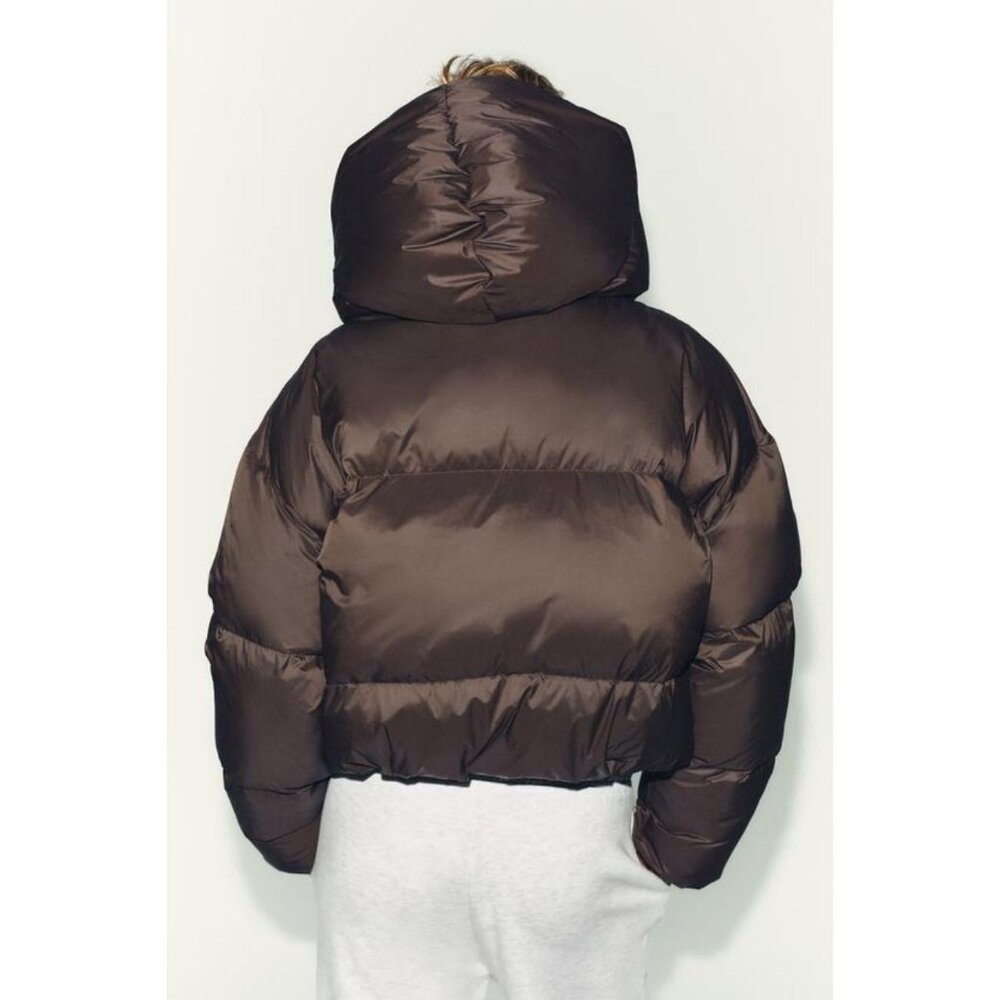 ZARA WATER REPELLENT WINDPROOF DOWN PUFFER COAT WITH HOODIE - Picture 6 of 11